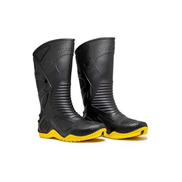 Imagem de Bota Motociclista Impermeável Cano Longo Pvc Motosafe Bracol Tamanho:44;Cor:Amarelo