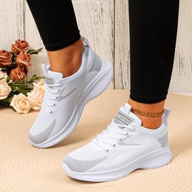 Imagem de Tênis de corrida esportivo feminino, moderno, esportivo, academia, caminhada, corrida, tênis, fitness, Lcs6238 Branco, 36
