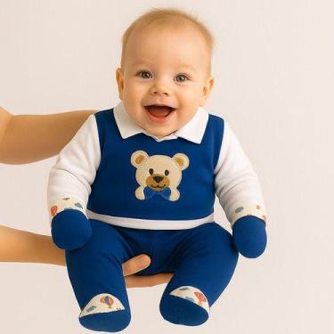 Imagem de Conjunto Pagão 100% Algodão Roupa Saída Maternidade Bebê Menino Ou Men