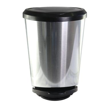 Imagem de Lixeira Com Pedal Label Prata 10 Litros