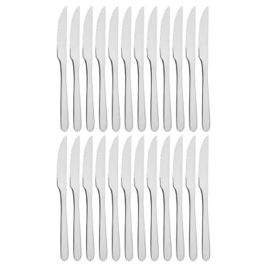 Imagem de Kit 24 Facas De Mesa Churrasco Serra Tramontina Havaí Em Aço Inox