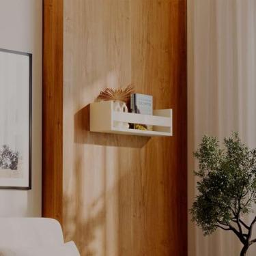 Imagem de Prateleira Porta Livro Bege Claro 60 x 12cm Suporte Invisivel