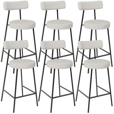 Imagem de Kit 06 Banquetas Baixa Para Cozinha Sala De Jantar Bar Bancada Milão L02 Bouclê Cru - Lyam Decor