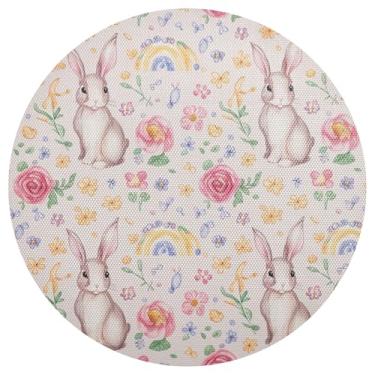 Imagem de Conjunto de 1 jogo americano de PVC, flores de coelho, 38 cm, tapete de prato lavável para mesa de jantar