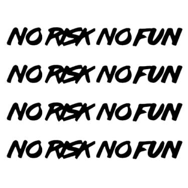Imagem de 4 peças de decalque de vinil à prova d'água No Risk No Fun, adesivo moderno para carros, motocicletas, janelas, para-choques, laptops e paredes (preto)