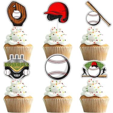 Imagem de 18 Pieces Baseball Cupcake Toppers Kids' Baseball Ball Themed Happy Birthday Rookie Decoration Set, Boys and Girls Athlete Birthday Party, Pitcher Birthday Party, Baby Shower Decoration Supplies