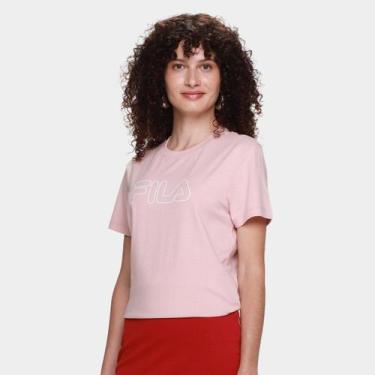 Imagem de Camiseta Fila Basic Outline Feminina, Rosa claro, M