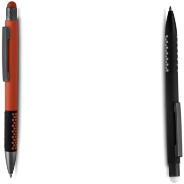 Imagem de Caneta Esferográfica Retrátil com Grip, Escrita Azul, Plástico, Kit com 1 e 2 Unidades (Laranja e Preto;)