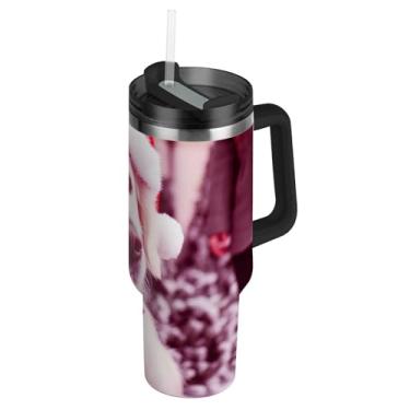 Imagem de Bonitos copos para cães Golden Retriever com tampa e canudo copo térmico de 850 g com alça garrafa de água isolada de aço inoxidável caneca de café quente para carro