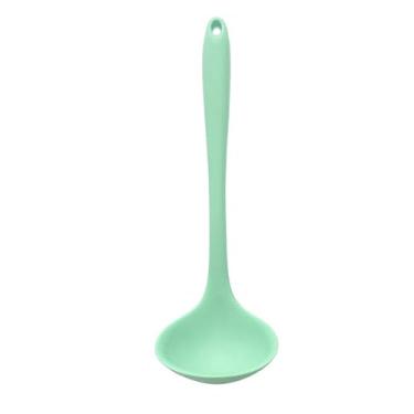 Imagem de Concha de sopa de silicone verde grande, resistente ao calor e flexível para cozinhar, servir, sopa, molho, ensopado, lavável na lava-louças, 23 cm, verde