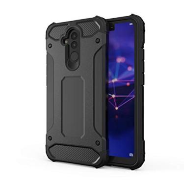 Imagem de HTXWXJC Capa de telefone para Huawei Mate 20 Lite SNE-AL00, SNE-LX1-2-3, INE-LX2 HD, fina camada dupla híbrida TPU + PC, capa protetora à prova de choque para Huawei Mate 20 Lite preta