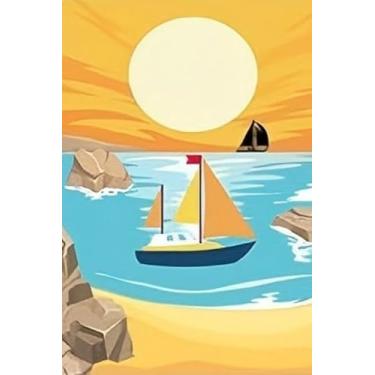 Imagem de GHHKUD Pacote com 6 kits de pintura de paisagem por números para adultos, pintura DIY por números para adultos pôr do sol na praia, pintura fácil em tela, artes presentes para decoração de casa 20 x