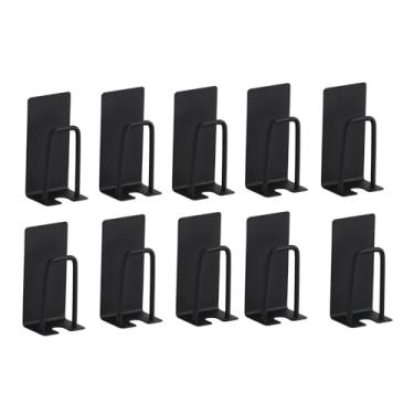 Imagem de LNQKJXIIA Boutiques US 10 peças de suporte de copo de café de aço inoxidável, ganchos adesivos sem perfuração para cozinha, rack de louça de banheiro (preto)