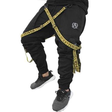 Imagem de Calça Jogger Masculina PRETA Trend Suspenders Tracks AMARELA-Unissex