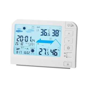 Imagem de MotiveTech Estação Meteorológica Digital com Despertador Multifuncional e Compacto, Medidor de Temperatura e Umidade para Sala de Estar, Estúdio Casa, Style B White