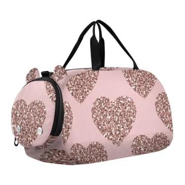Imagem de Bolsa esportiva para meninos, coalas fofos, Natal, verde, presente de fim de semana, bolsa de viagem para meninas, Corações, ouro rosa, purpurina, rosa, Clássico