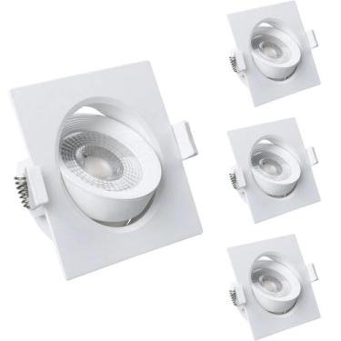 Imagem de Kit 4 Spot Led Quadrado Direcional 3W Branco Frio 6500k Bivolt - Luz F