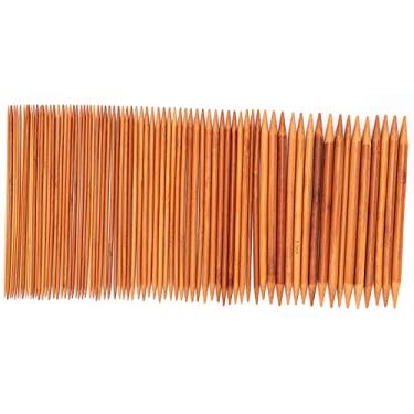 Imagem de Conjunto de agulhas de tricô de pontas duplas Agulhas de tricô de bambu carbonizado 75 unidades 15 tamanhos para tricô, crochê, costura, perfeito para iniciantes e entusiastas de