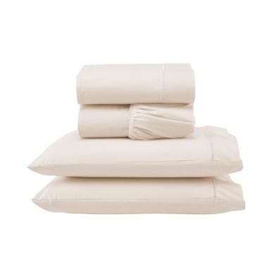 Imagem de Jogo de Lençol 4 Pçs Casal Padrão Completo Ponto Palito Micropercal 300 Fios Palha