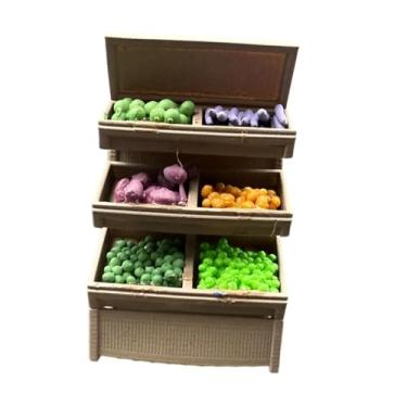 Imagem de menolana Diorama de supermercado em escala 1/64 - Acessórios para exibição - Adereço criativo para decoração de micro paisagem - Miniatura de cenário de, Prateleira de Vegetais