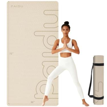 Imagem de PAIDU Tapete de ioga grande, 182.9 cm x 91.4 cm x 2/12.7 cm (10 mm) tapete de exercício antiderrapante grosso, material POE certificado SGS, ideal para academia em casa, ioga, pilates, exercícios de