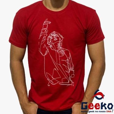 Imagem de Camiseta BTS 100% Algodão BTS Kim Taehyung K-pop Geeko, Vermelho gola 