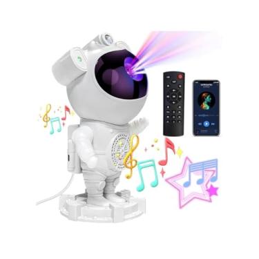 Imagem de Projetor de Luz Astronauta Bluetooth Luminária Nebulosa com Efeitos de Estrelas Galáxia e Lua Controle Remoto Presente para Quarto e Decoração Sala ou Eventos Luminaria Lua