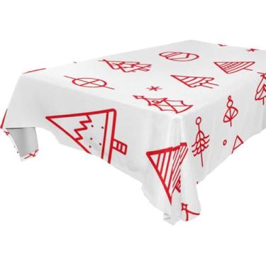 Imagem de Blueangle Toalha de mesa de árvore de Natal – Toalha de mesa retangular de poliéster impermeável e resistente a manchas para ambientes internos e externos, 137 x 182 cm (220)