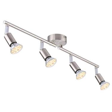 Imagem de Luminárias de teto ajustáveis em 4 vias com lâmpadas LED GU10 4W iluminação 400lm cabeças luz rotativas flexíveis lâmpada trilho moderna para cozinha