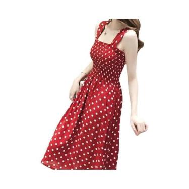 Imagem de Vestido De Verão Feminino Sem Mangas Com Estampa De Bolinhas, Costas D