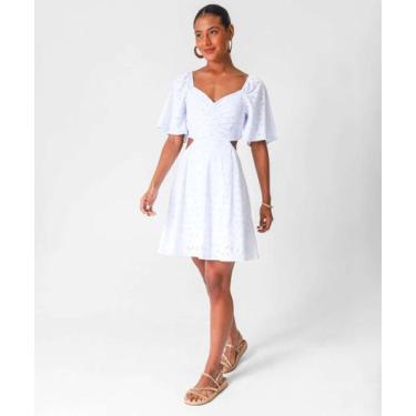 Imagem de Vestido Feminino Laise Lastex Recorte Marisa Off White-78002, Branco, 