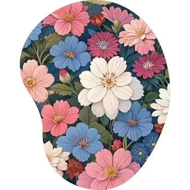 Imagem de Mouse Pad Ergonômico Gota Mix Flores Tons Pasteis