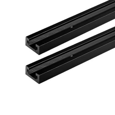 Imagem de Seekliny 2 peças T-Track para marcenaria 91 cm preto corte duplo pré-perfurado, 91.4 cm universal alumínio T trilhos pretos