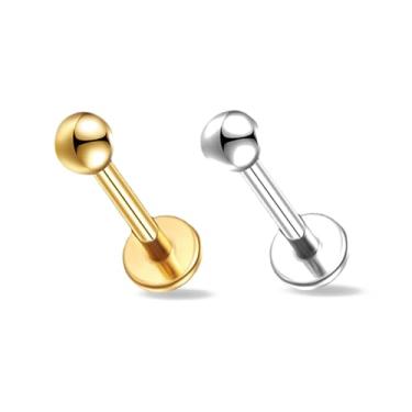 Imagem de LOMISS PIERCING LABRET TITÂNIO PVD 1,2X12X3/1,2X8X3/1,2X6X3mm (DOURADO, 6MM)