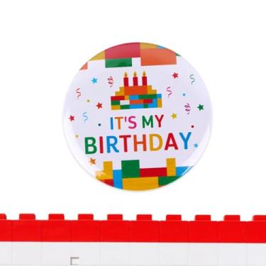 Imagem de Broche It's My Birthday de 5,8 cm, blocos de construção, crachá de feliz aniversário, lembrancinhas de festa divertidas e decorações para homens e mulheres