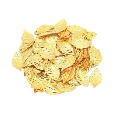Imagem de Pingentes De Brinco Em Forma De Folha De Metal Dourado 10x19mm Charms 
