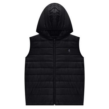 Imagem de Colete Infantil Menino em Nylon Preto C/ Capuz Onda Marinha-Masculino