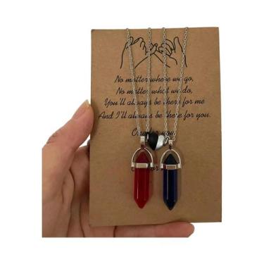 Imagem de Colares De Cristal Com Pingente De Coração De Quartzo Rosa Para Casais