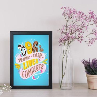 Imagem de Quadro Decorativo Dog Makes Our Lives Complete Moldura Preta