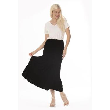 Imagem de Saia Midi Malha Babados Zipituka 975 Preto - Preto - M, Preto, M