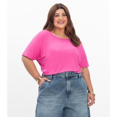 Imagem de Blusa Manga Curta Feminina Plus Size Secret Glam Rosa, Plus G2, Rosa