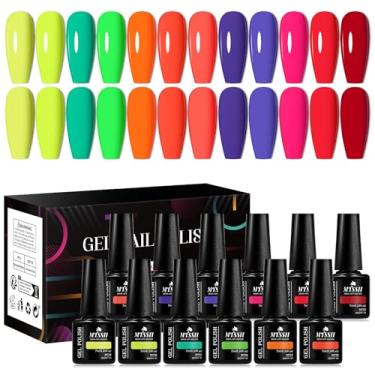 Imagem de MTSSII Conjunto de esmalte de gel com 12 peças, absorção UV/LED, kit de unhas de gel de 12 cores, design artístico de LED UV de absorção, presentes para mulheres (conjunto 10, 12 peças)