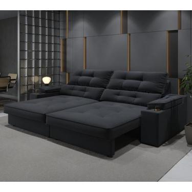 Imagem de Sofá Santiago 2,30m (L) com Carregador USB e Porta Copos Retrátil e Re