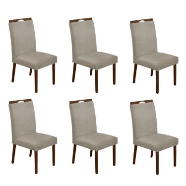 Imagem de Kit 6 Cadeiras De Jantar Madeira Maciça Em Linho Heloísa Mel Bege Linho