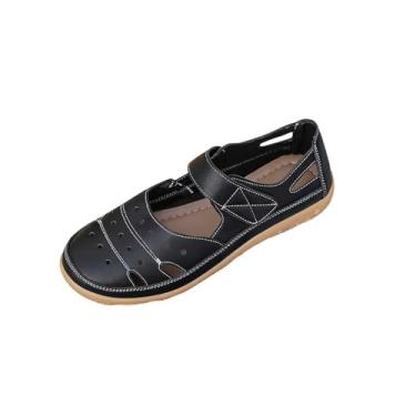 Imagem de Sandálias femininas versáteis de praia com salto plataforma e design de cor sólida, confortáveis para uso prolongado, Preto, 39