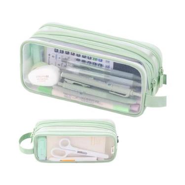 Imagem de Estojo De Lápis Grande De Camada Dupla Em Malha Transparente, Bolsa Co