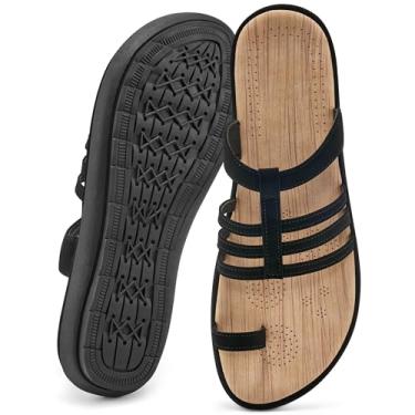 Imagem de Decould sylf Sandálias rasteiras femininas 2025: Sapatos ortopédicos confortáveis e elegantes de verão para caminhadas na praia, Preto, 36