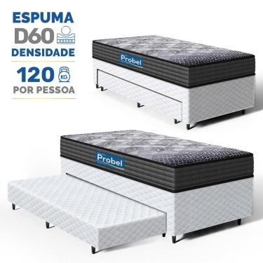 Imagem de Cama Box com Colchão de Espuma D60 Double Face Guarda Costas Comfort Force Probel + Auxiliar de Espuma Unique Solteiro 88cm