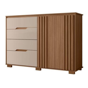 Imagem de Comoda Texas 4 Gavetas Sapateira Carvalho Com Fendi - Moval