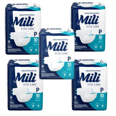 Imagem de Fralda Geriátrica Adulto Mili Vita Care Tam: P -5 Pacotes c/ 10 (Total: 50 fraldas)